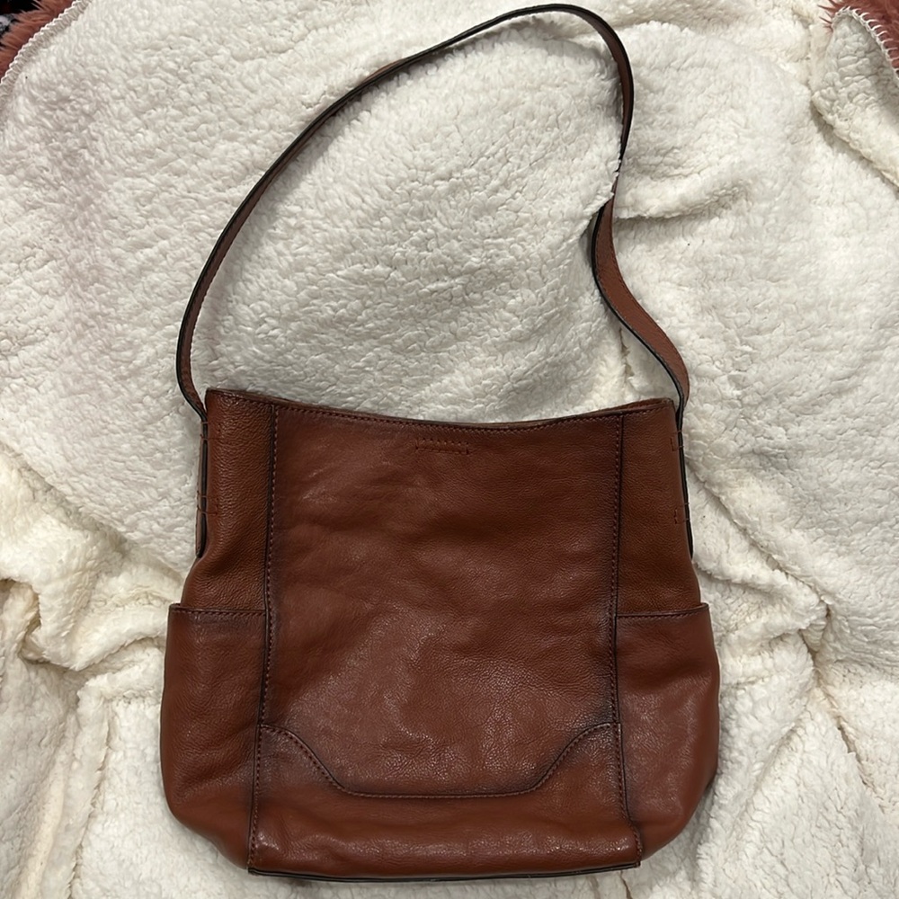 Genuine leather brown tote